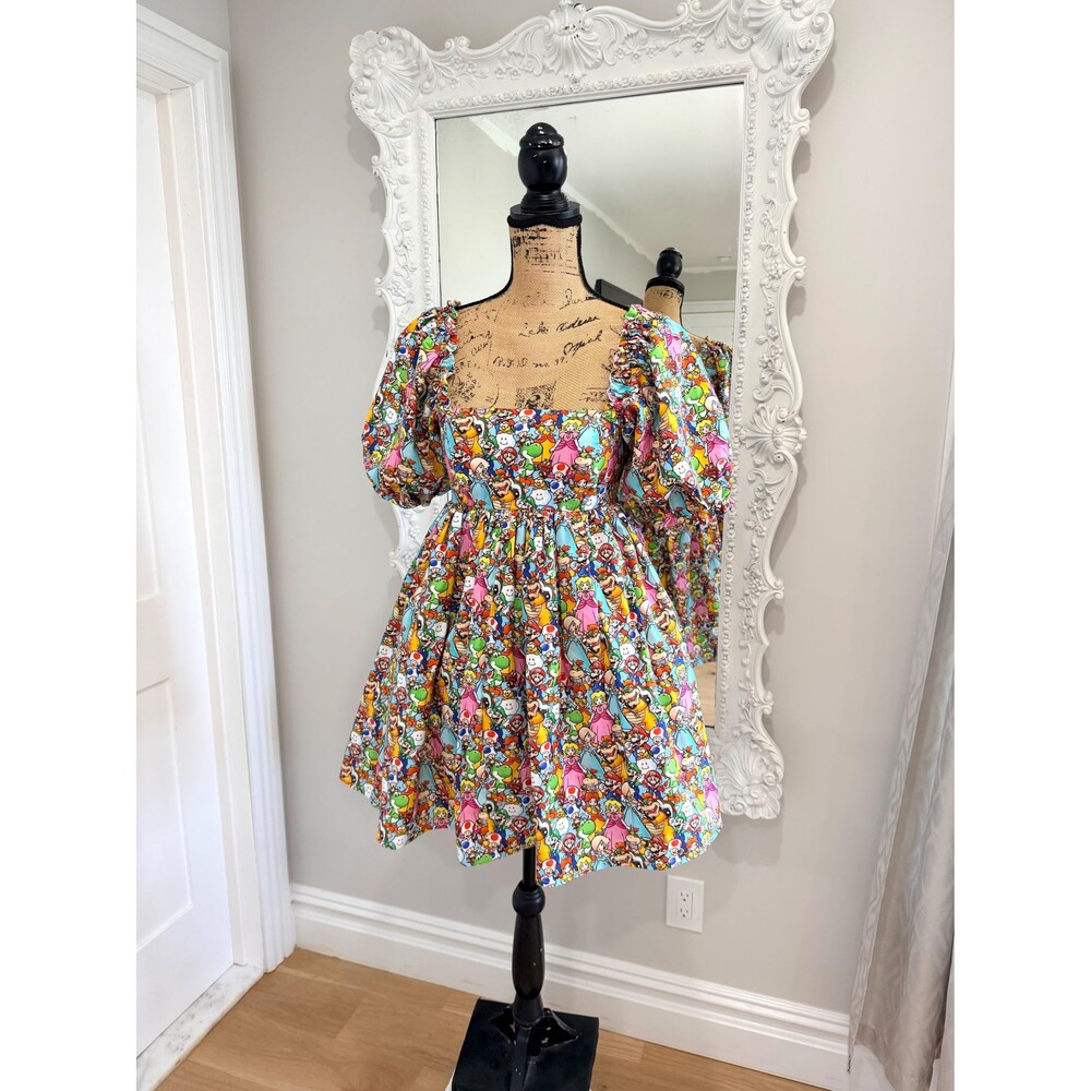 New York Couture Nintendo Super Mario Brothers Epic Universe Puff Sleeve Dress